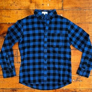 Barney’s NY plaid blue shirt